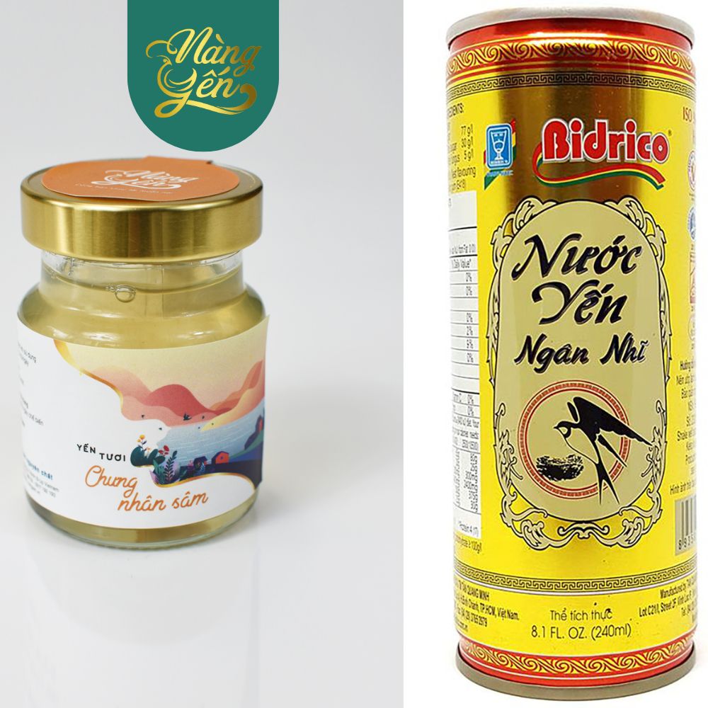 Yến hũ và lon nước yến