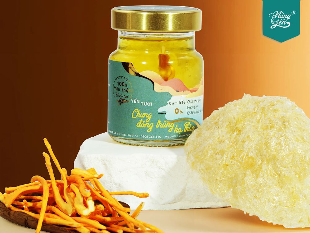 Yến tươi chưng đông trùng hạ thảo dinh dưỡng nguyên chất tại Nàng Yến - Bài viết: Tác dụng của yến chưng khi chưng cùng dược liệu