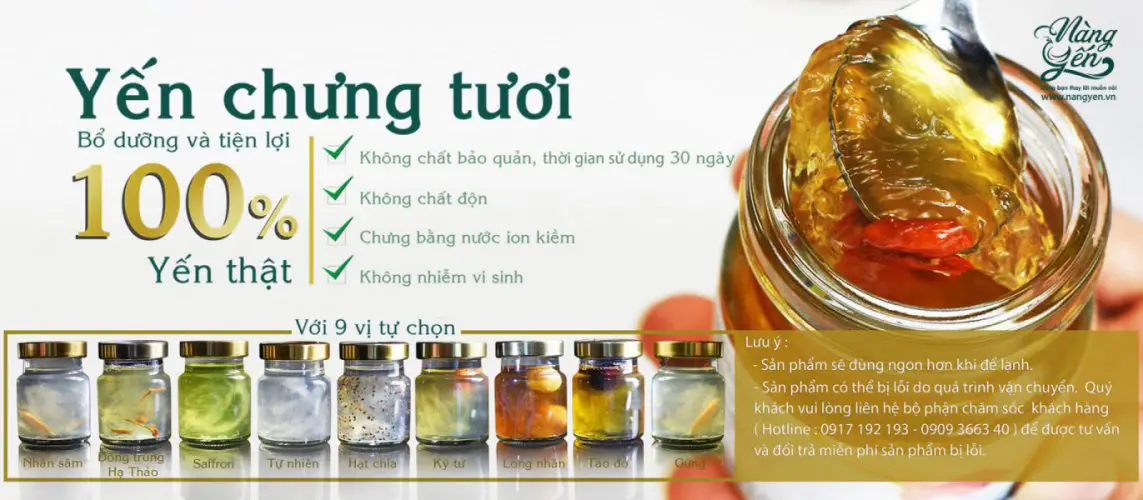 Yến chưng tươi 100% yến thật - không chất bảo quản - thương hiệu Nàng Yến Yến chưng tươi 100% yến thật - không chất bảo quản - thương hiệu Nàng Yến